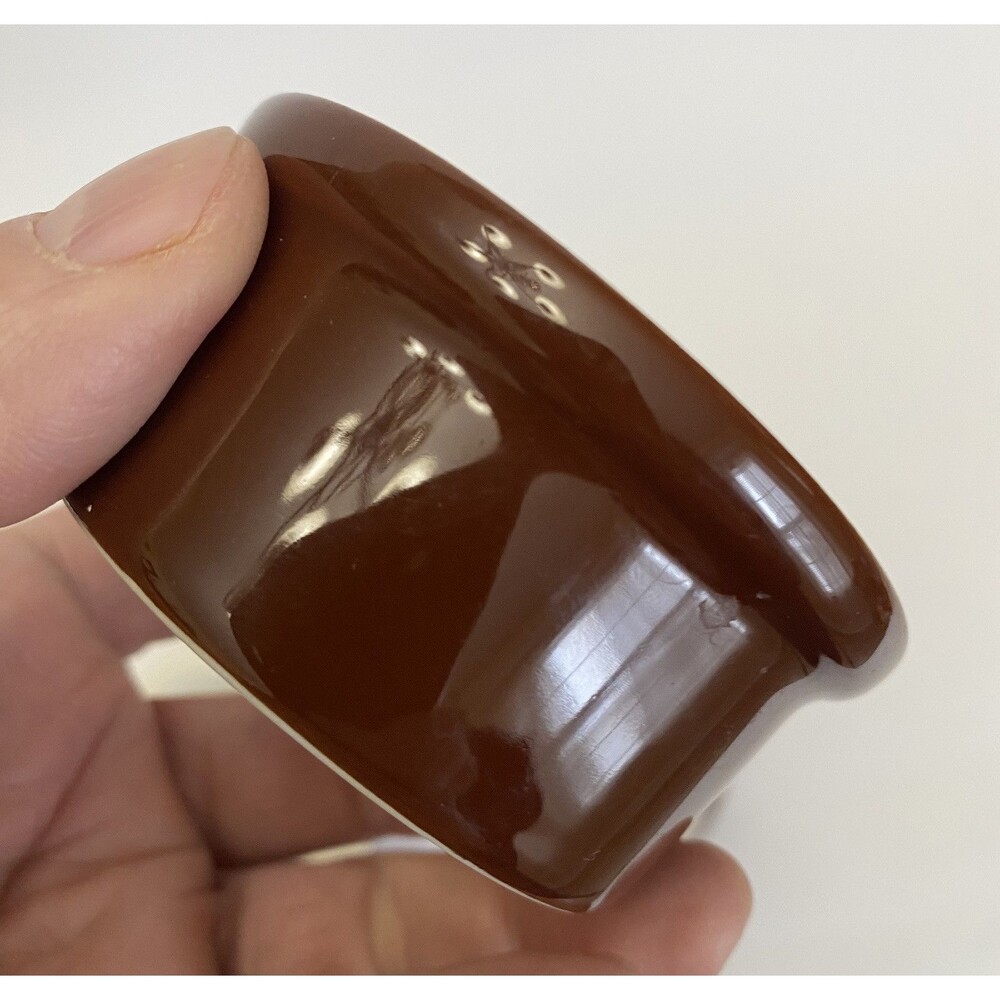 New HALL USA Vintage Set of 4 White/Brown Oven Ware 3" Ceramic Bowls Souffle NOS - Picture 11 of 12